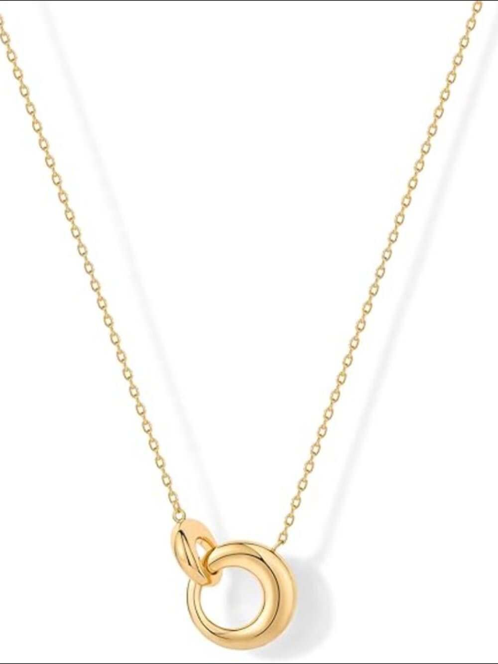 14K Gold Plated Dainty Interlock Pendant Necklace